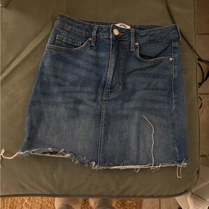 Blue Asymmetrical Mini Pencil Skirt